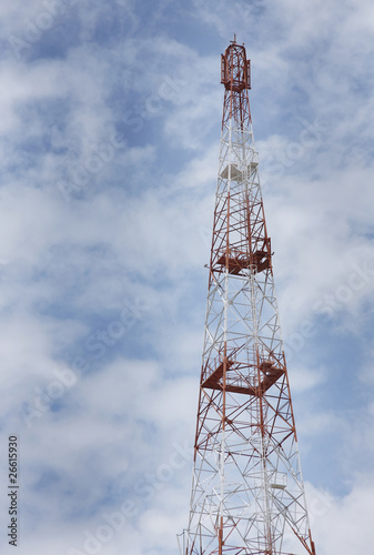 Tall Communication tower on cloudy weather