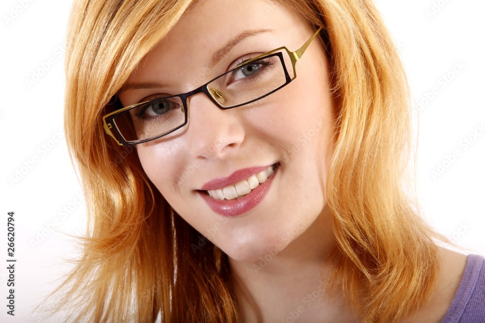 young beautiful woman with eyeglasses