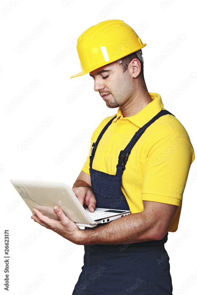 handyman with laptop handyman with laptop
