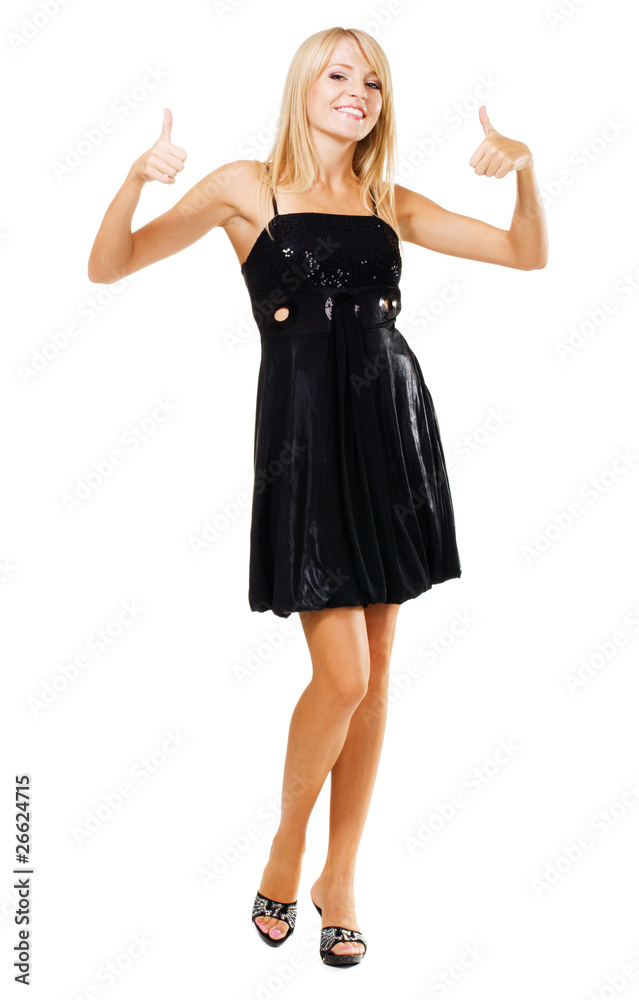 Young beautiful woman showing Young beautiful woman showing