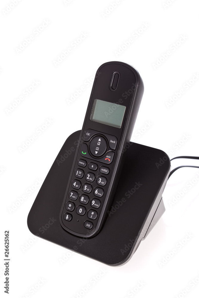Black cordless phone isolated on white background Black cordless phone isolated on white background