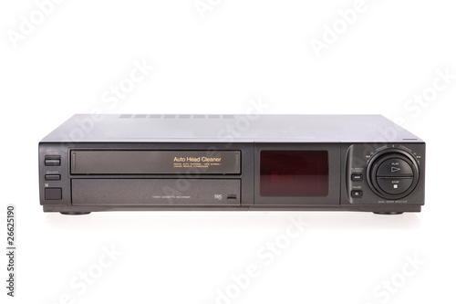 Old VCR, Video Cassete Recorder isolated on white photo