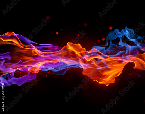 Blue and red fire