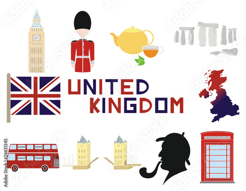 United Kingdom and British icons in a vector illustration