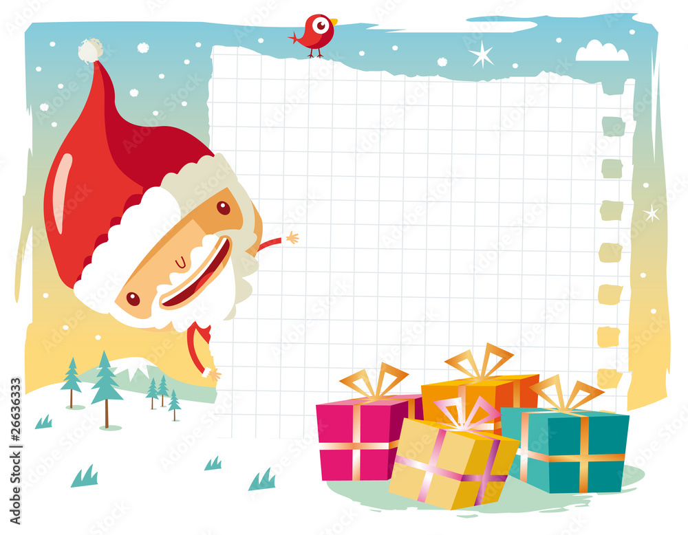 noël - père noël et liste de cadeaux