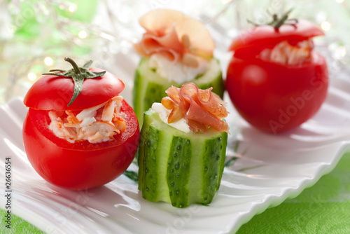 Stuffed cucumber and tomato