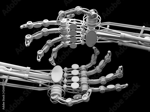 hands mechanics 3D render on black