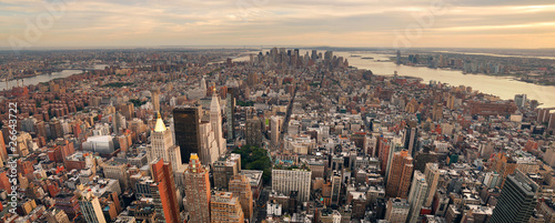 New York City Manhattan sunset skyline panorama