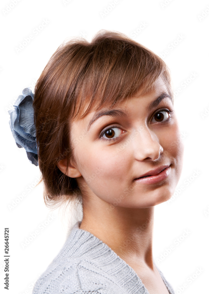Portrait of the young girl in flower in hair Portrait of the young girl in flower in hair
