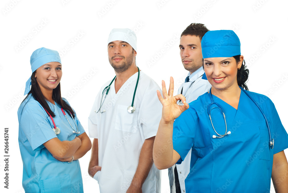Surgeon woman showing okay sign Surgeon woman showing okay sign