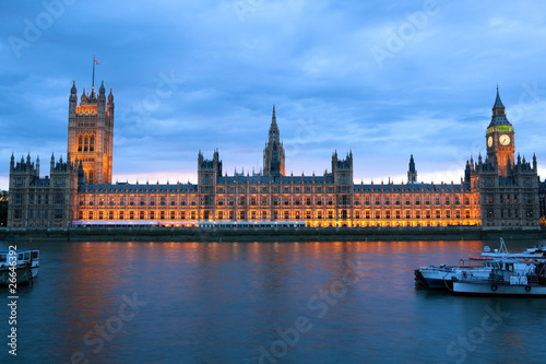 Evening view of House of Parliament, London, United Kingdom
