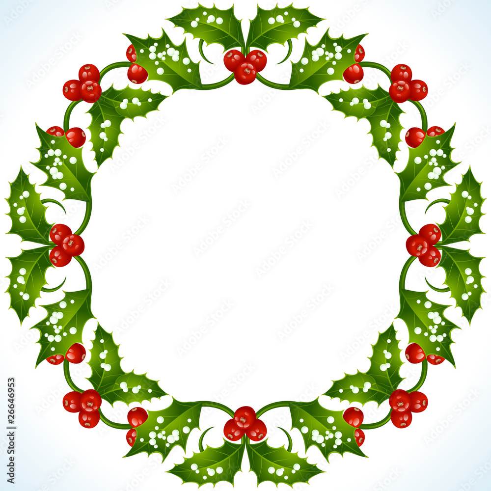 Christmas and New Year holly frame