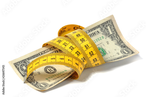 Dollar banknote and measure tape