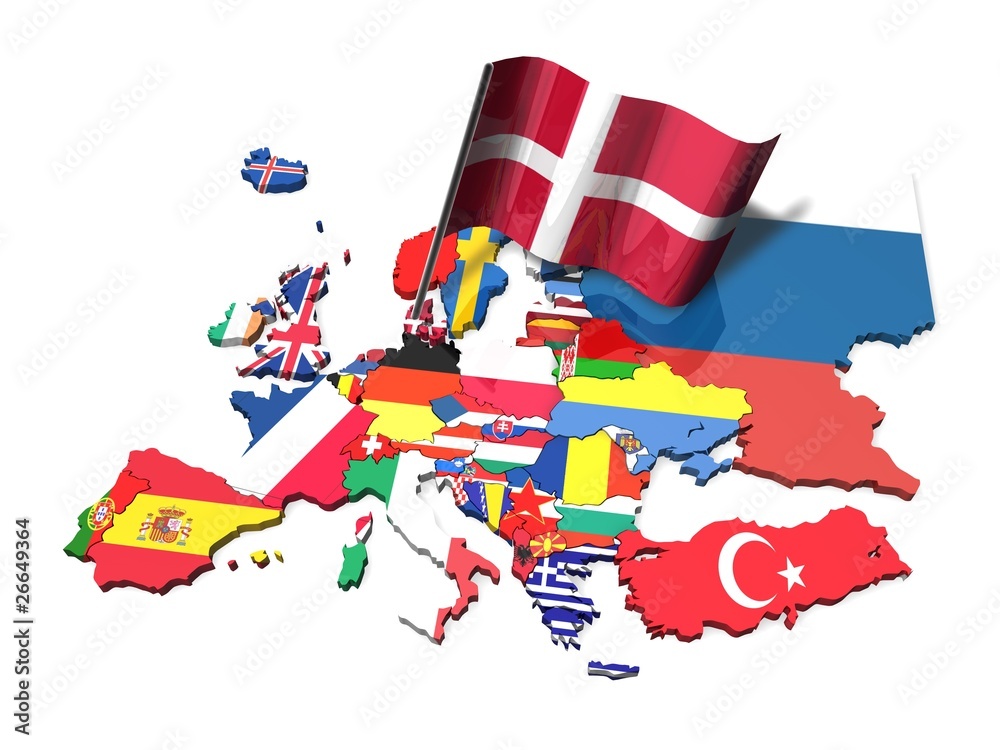 Obraz premium 3D Karte mit Flagge