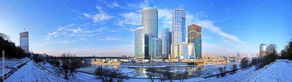 Moscow. Skyscrapers on the banks of river. Business Centre