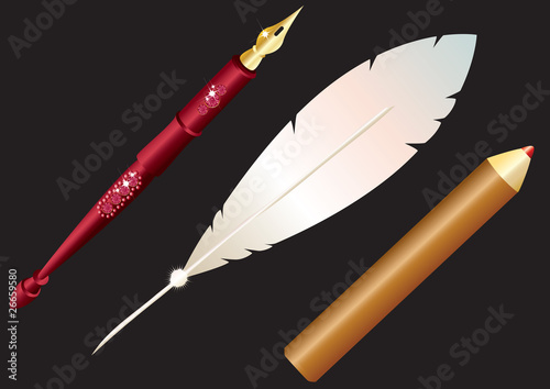 Pen, and pencil.