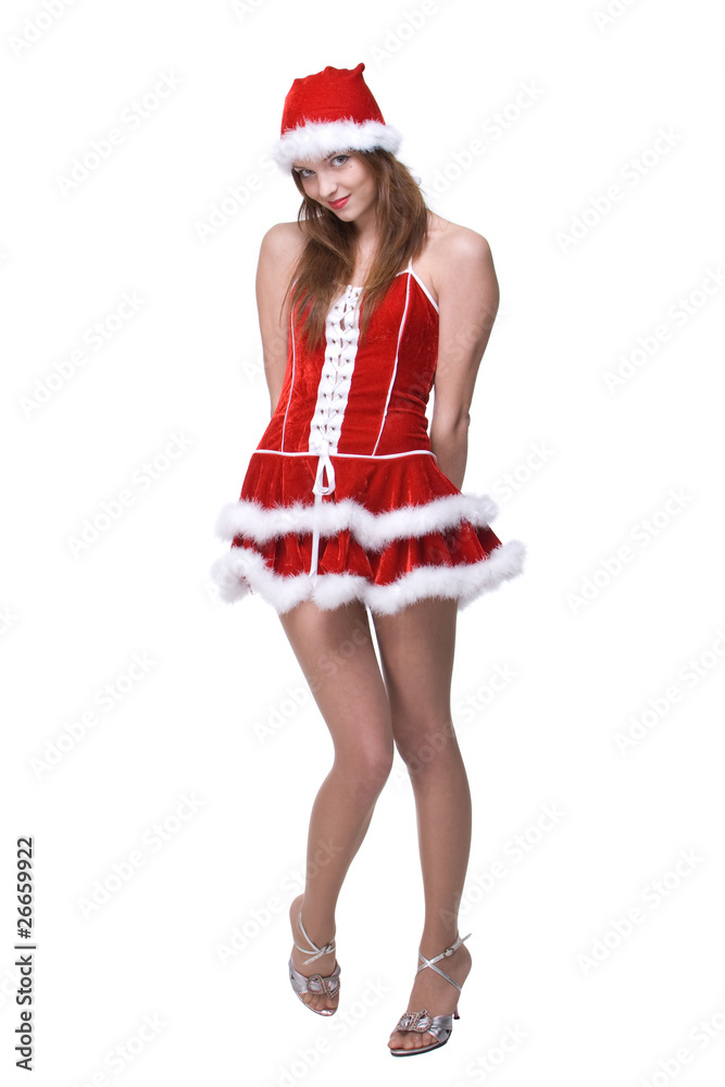 Beautiful dancing girl weared in santa clause dress Beautiful dancing girl weared in santa clause dress