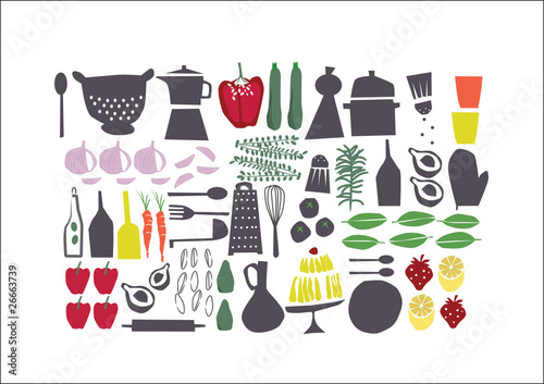graphic retro set about food, perfect for restaurant menu
