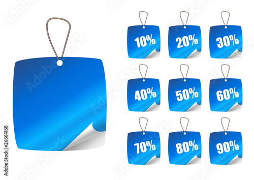 Cartellino Sconti Blu con Nastro