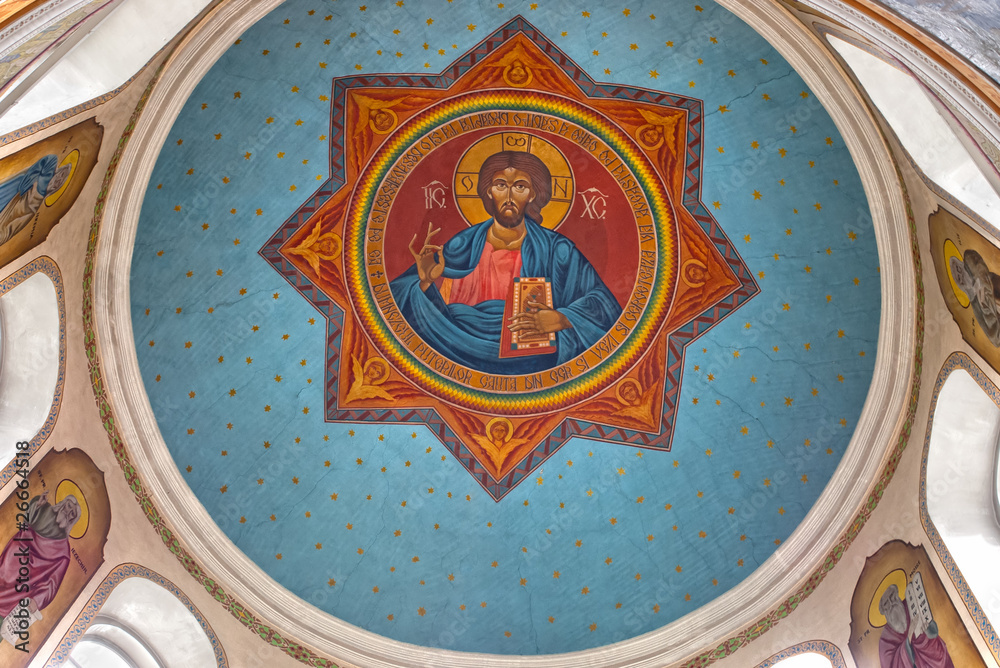 fresco of Christ painted in Saint Martyr Haralambie church