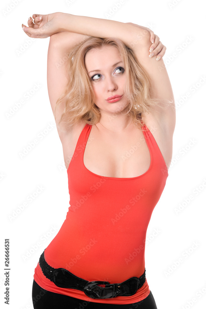 Fototapeta premium Portrait of sexy blonde. Isolated