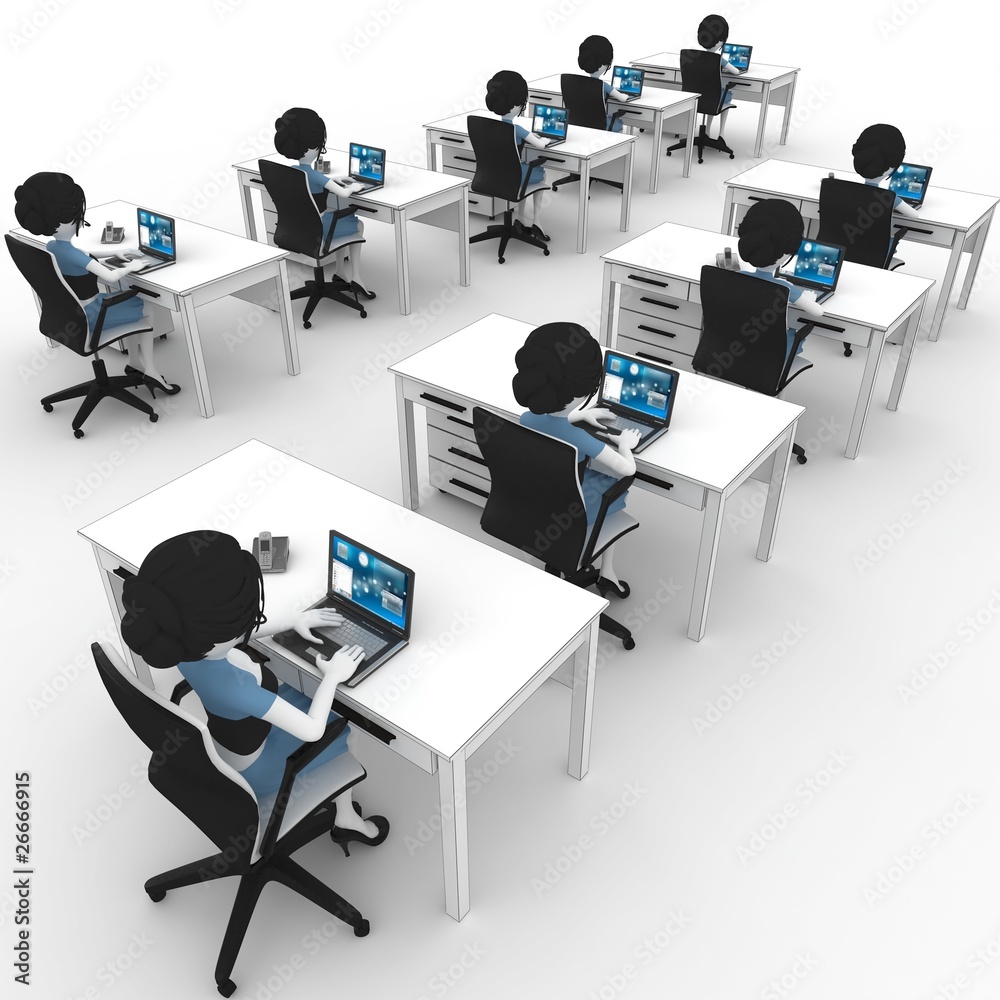 3d girl working in the call center 3d girl working in the call center