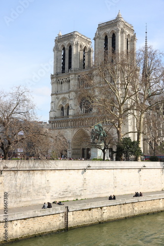 the facade of notre dame, Paris