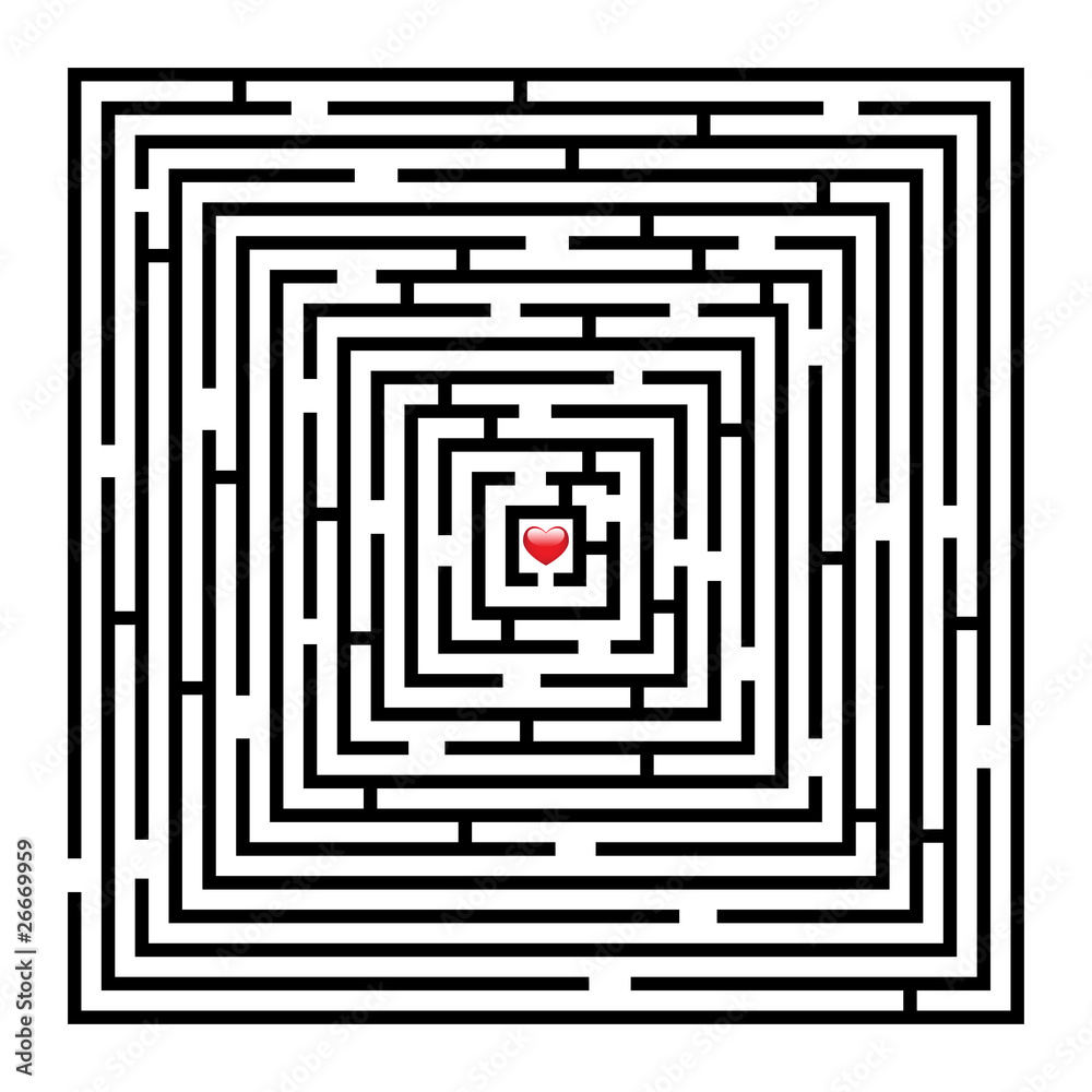 Vector illustration of labyrinth with a heart Vector illustration of labyrinth with a heart