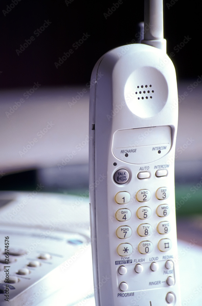 Business items. Communication. White radio-telephone