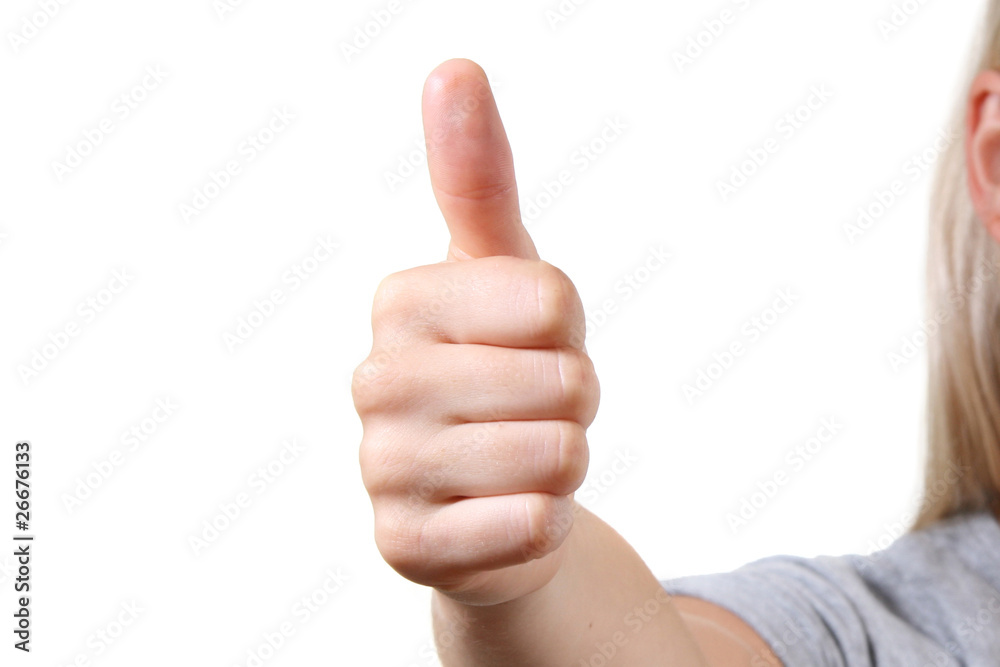 woman with thumbs up. isolated on white woman with thumbs up. isolated on white