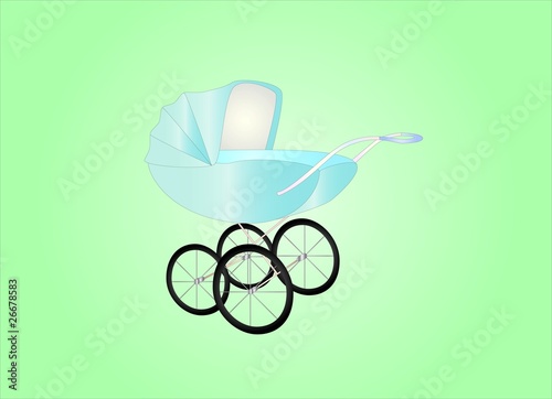 antique baby boy buggy ( background on separate layer )
