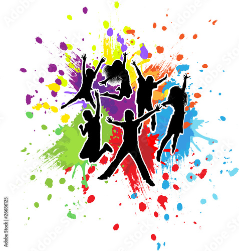 vector background of kids jumping