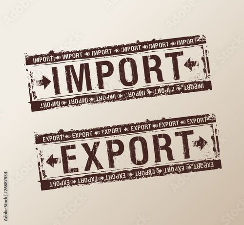 Import and export rubber stamps set