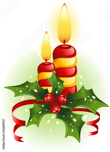 Christmas candles and holly