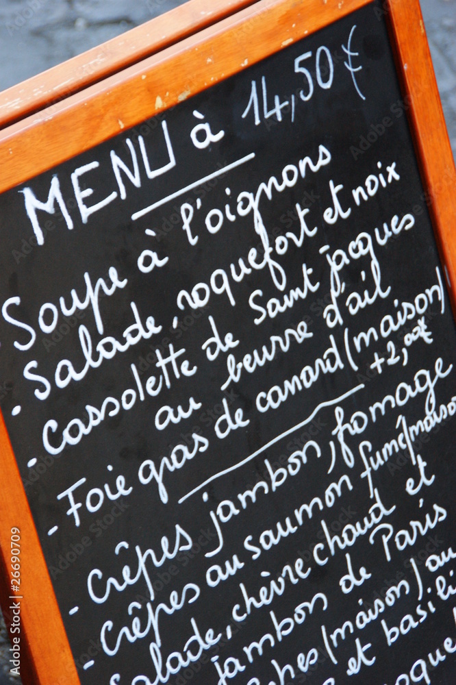 Menu sur un tableau noir Stock Photo | Adobe Stock