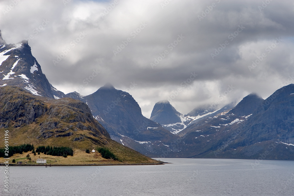 View with mountains and the sea, Norway