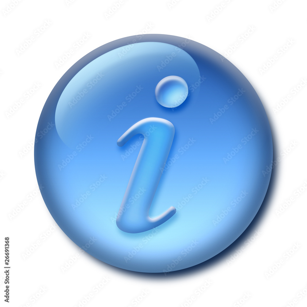 Aqua 3D Information button isolated on white Aqua 3D Information button isolated on white