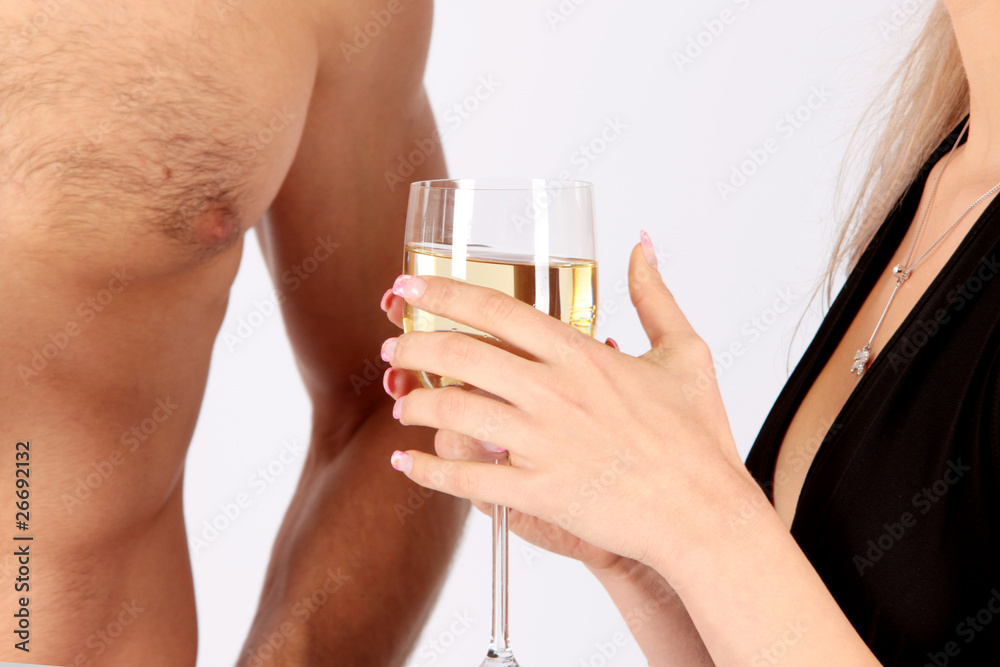 Young Couple Drinking Wine. Models Released Young Couple Drinking Wine. Models Released