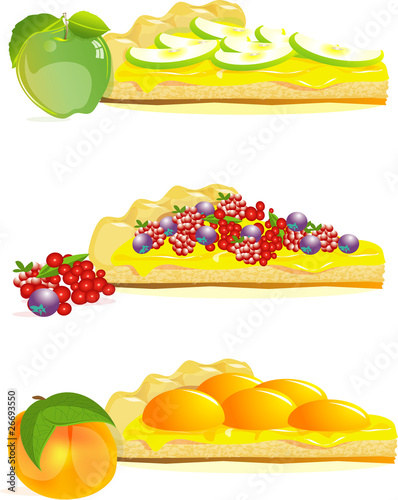 Fototapeta Naklejka Na Ścianę i Meble -  jam tarts with peach, apple and berries jam