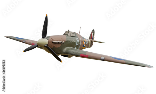 Fotografie Old fighter propeller plane isolated on white