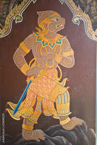 art thai painting on wall in temple