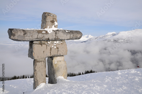 Native inuksuk sculpture at Whistler municipal resort, British C photo