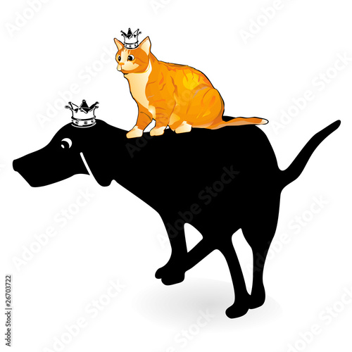 Hund und Katze mit Krone