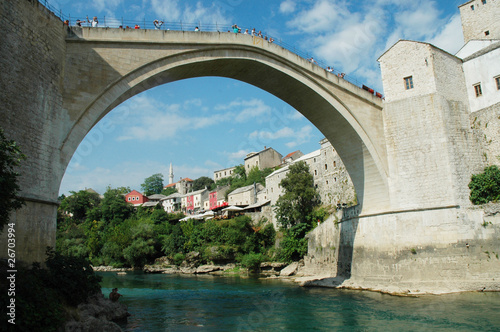 Mostar with the famous bridge, Bosnia and Herzegovina © salajean
