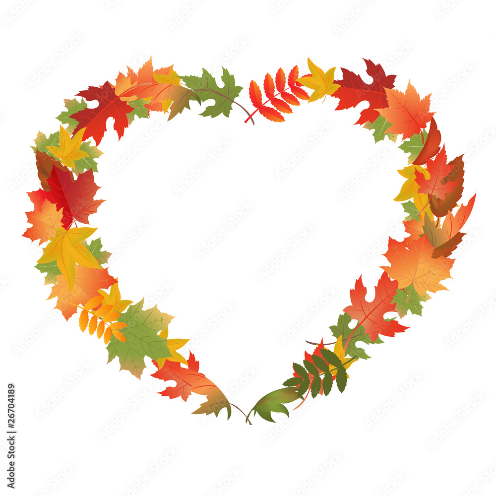 Autumn Leaves In Form Of Heart