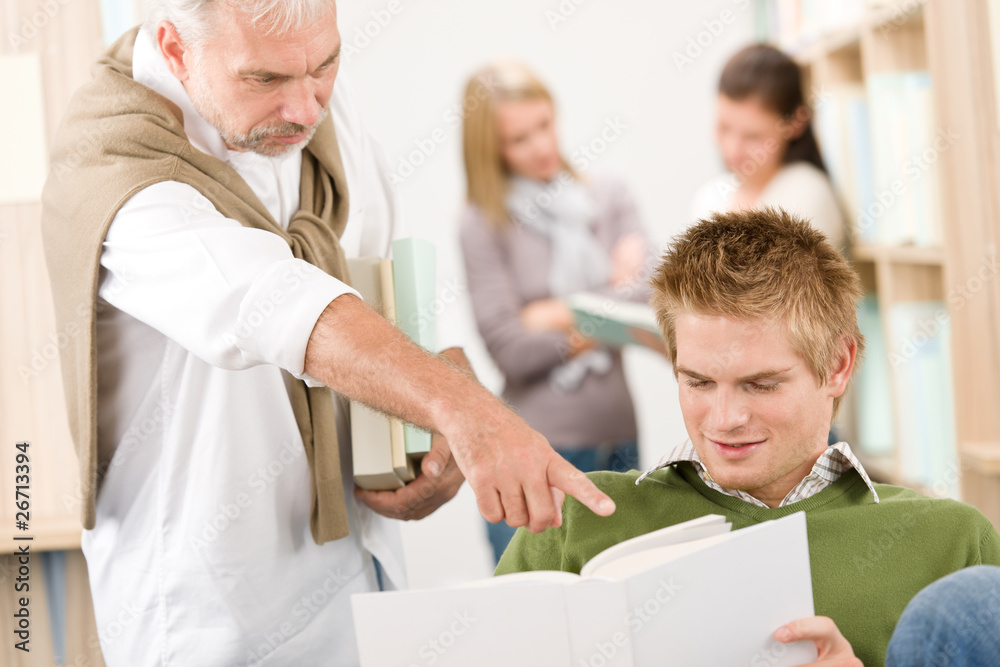 Obraz premium Library - university student with professor