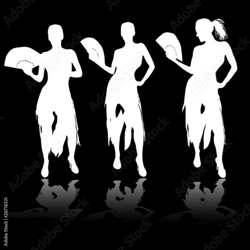 girl with a great range of hand white silhouette