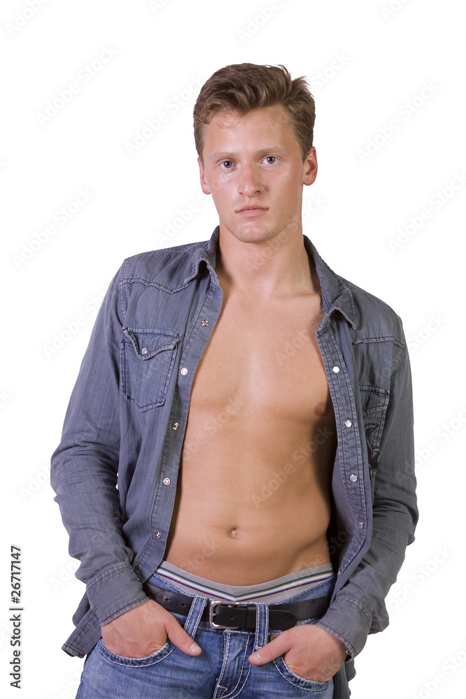 Portrait of handsome male model isolated on white background Portrait of handsome male model isolated on white background