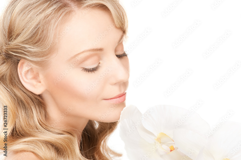 beautiful woman with white flower beautiful woman with white flower