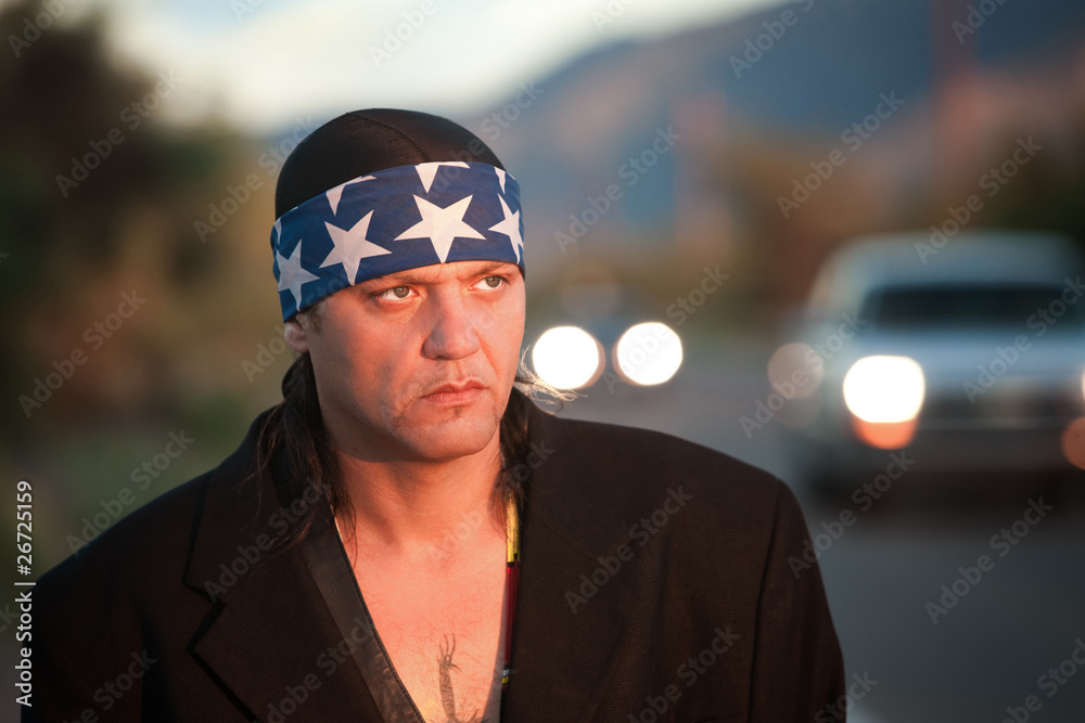 Indigenous man by the side of the road Indigenous man by the side of the road